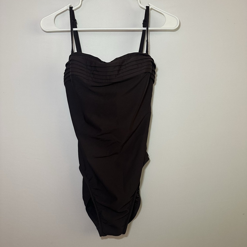Miraclesuit Magic Suit One Piece Swimsuit Brown Slimming Rouching Size 14